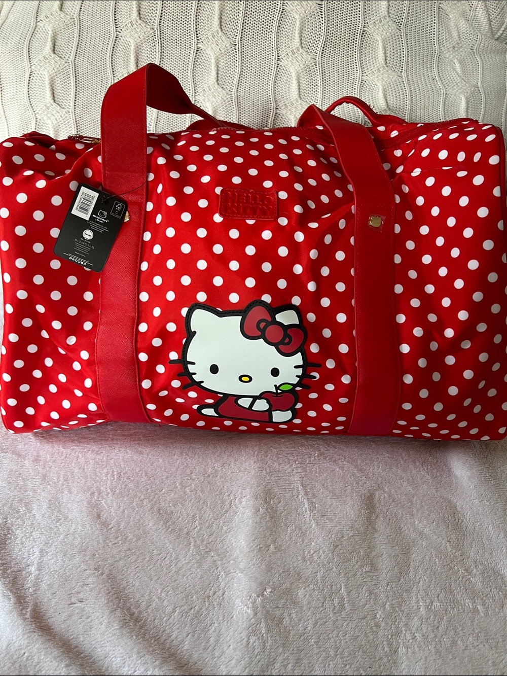 Sanrio Hello Kitty Red White Polka Dot Travel Duffel Bag